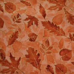 Orange Leaves with Outlines Harvest Metallic Cotton Fabric