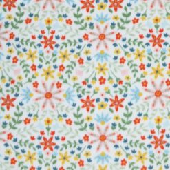 Cute Mirrored Floral on White Anti Pill Plush Fleece Fabric