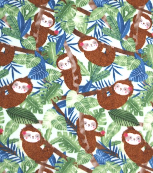 Jungle Sloths Anti Pill Fleece Fabric - Image 2