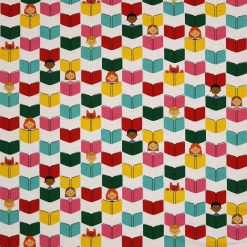 Multicolor Book Reading Super Snuggle Flannel Fabric by POP!