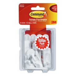 Command 1lb White Small Hooks   Strips 18ct