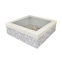 12.5 Bees on White   Blue Storage Box With Window Lid by Place   Time