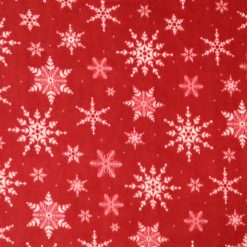 Snowflakes on Red Anti Pill Fleece Fabric