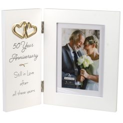 Malden 4 x 6 White 50th Anniversary Frame With Mat   Sentiment Panel