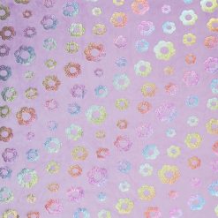 Foil Flowers on Purple Pure Plush Fleece Fabric