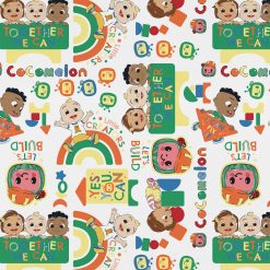 Cocomelon Tossed Let s Build Kids Cotton Fabric