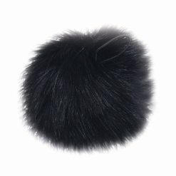 5 Black Faux Fur Pom   Loop by K+C