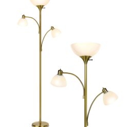Brightech Sky Dome Double LED Floor Lamp   Brass