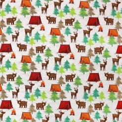 Sketched Animal Camping Super Snuggle Flannel Fabric