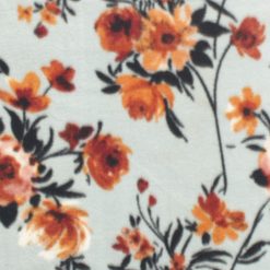 Red   Orange Bouquets on Blue Anti Pill Fleece Fabric