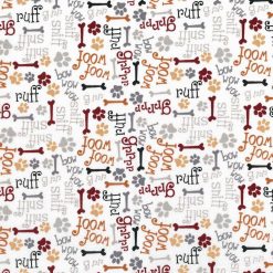 Novelty Cotton Fabric Woof Woof Dog Words