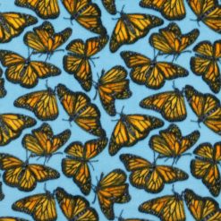 Monarch Butterflies on Blue Anti Pill Fleece Fabric