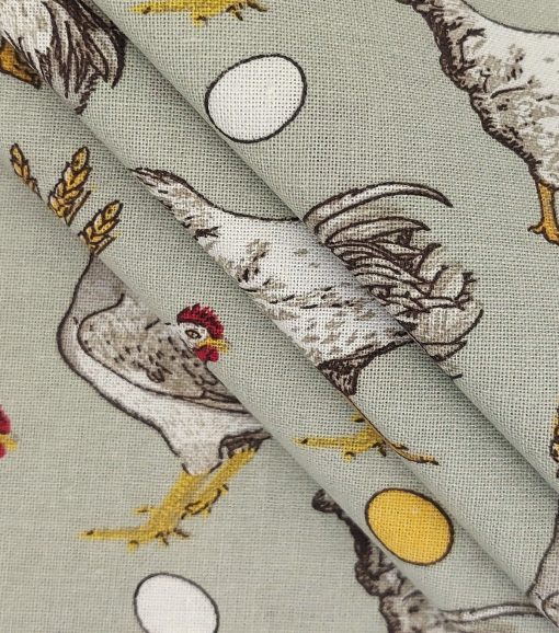 Chickens On Green Novelty Cotton Fabric - Image 2