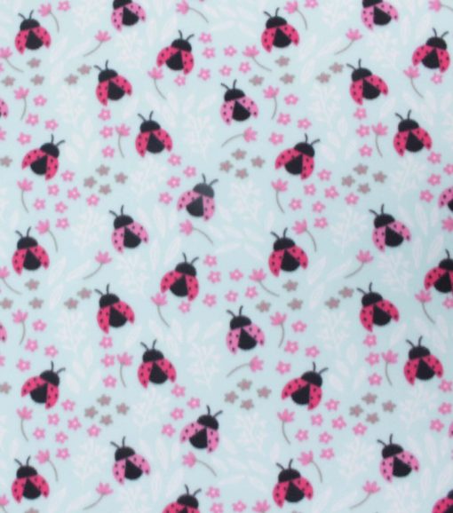 Blizzard Fleece Fabric Ladybug on Aqua - Image 2