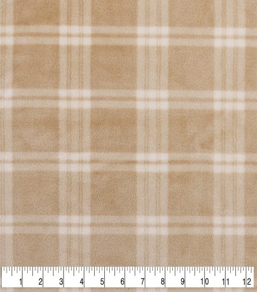 Cream Plaid Sew Lush Fleece Fabric - Image 3