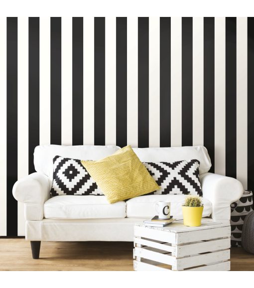 RoomMates Wallpaper Black Awning Stripe - Image 2