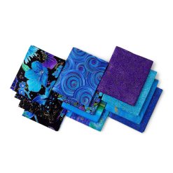 18 x 22 Hi Fashion Batik Metallic Cotton Fabric Quarter Bundles 12pc