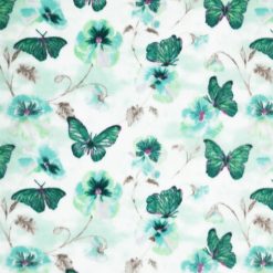 Green Dreamland Butterfly Floral Anti Pill Plush Fleece Fabric
