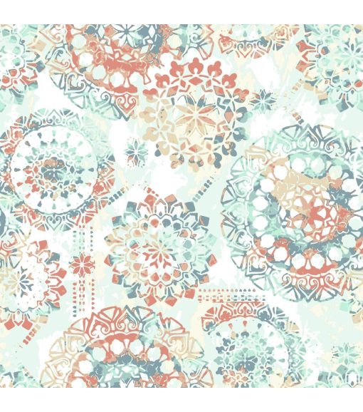 RoomMates Wallpaper Orange   Blue Bohemian