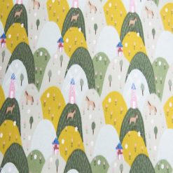 Gray Windmill Mountains Super Snuggle Flannel Fabric