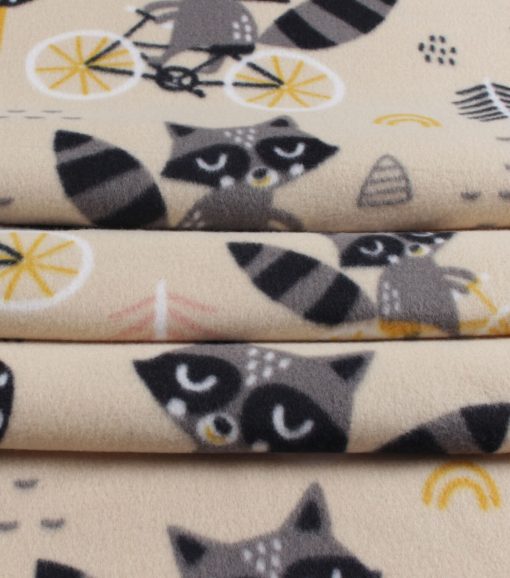 Racoons on Bikes Blizzard Fleece Fabric - Image 2