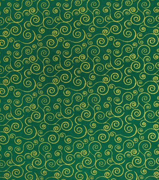 Scrolls Christmas Glitter Cotton Fabric - Image 2