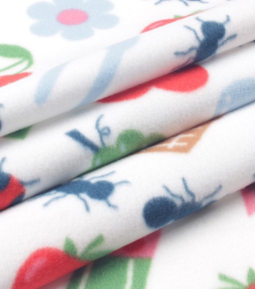 Icons on White Blizzard Fleece Fabric - Image 3