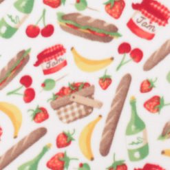 Picnic Foods on White Anti Pill Plush Fleece Fabric