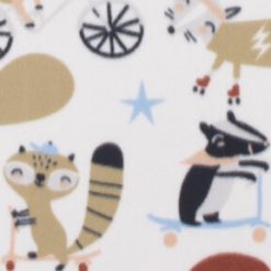 Animals On Skateboards On White Blizzard Fleece Fabric