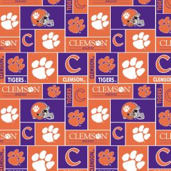 Clemson University Tigers Fleece Fabric Block