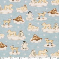 Arctic Animals On Ice Patches Super Snuggle Flannel Fabric