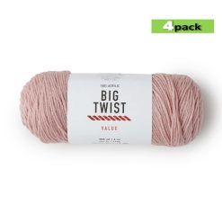 4pk Solid Light Rose Medium Weight Acrylic 380yd Value Yarn by Big Twist