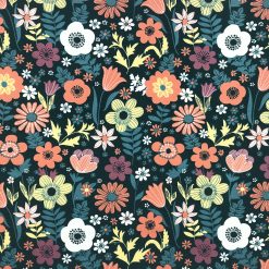 Large Floral Dark Teal Super Snuggle Flannel Fabric