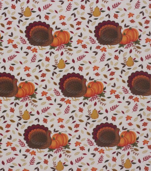 Turkeys   Pumpkins Harvest Cotton Fabric