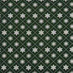 Snowflakes on Green Super Snuggle Christmas Flannel Fabric