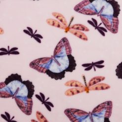 Dragonflys   Butterflies on Pink Anti Pill Fleece Fabric