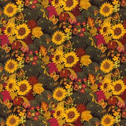 Harvest Floral Prints Metallic Cotton Fabric