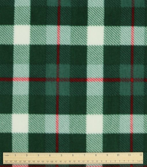 Green Plaid Anti Pill Fleece Fabric - Image 3
