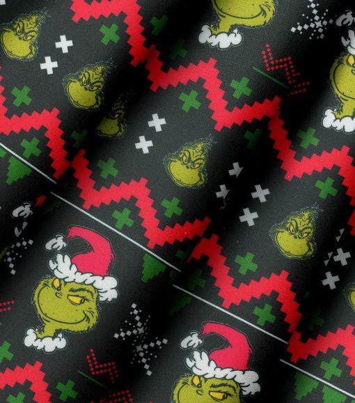 Grinch Ugly Sweater Christmas Cotton Fabric - Image 3