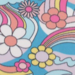 Groovy Flowers on Blue Blizzard Fleece Fabric