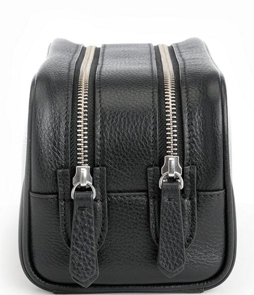 Leather Double Zip Toiletry Bag - Image 3