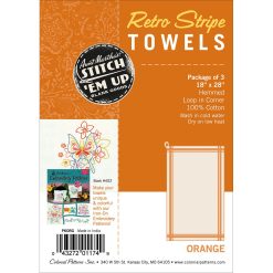 Stitch  Em Up 18 x 28 Orange Stripe Dish Towel Cross Stitch Fabric 2pk