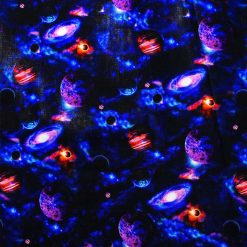 Planets in Space on Black Novelty Cotton Fabric