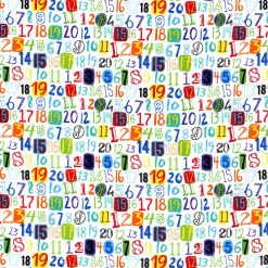 Blue Bright Numbers Novelty Cotton Fabric