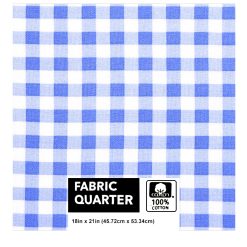 18 x 21 Blue Checkered Cotton Fabric Quarter 1pc by Keepsake Calico