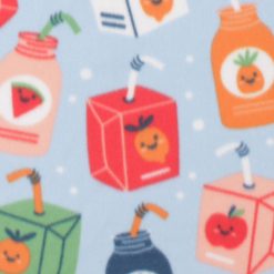 Fruit Juice Drinks on Blue Blizzard Fleece Fabric
