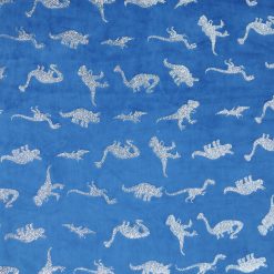 Foil Dinosaurs on Blue Pure Plush Fleece Fabric