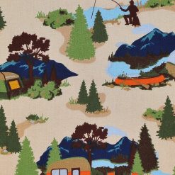Novelty Cotton Fabric Camping In The Wilderness