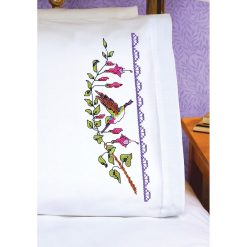 Janlynn 30 x 20 Hummingbird Stamped Cross Stitch Pillowcases 2pk