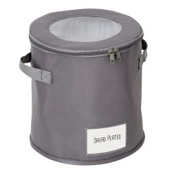 Honey Can Do 10 Gray Round Dinnerware Storage Box